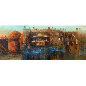 A. Q. Arif, 24 x 60 Inch, Oil on Canvas, Citysscape Painting, AC-AQ-354
